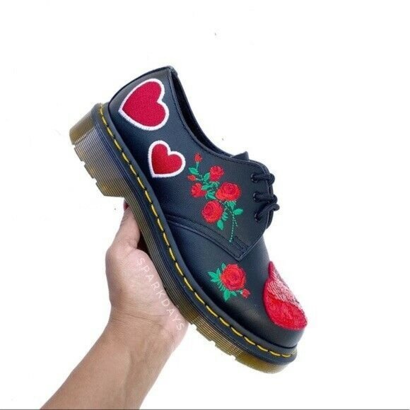 Dr. Martens Shoes - Dr. Martens 1461 Black Sequin Hearts Oxfords 6.5